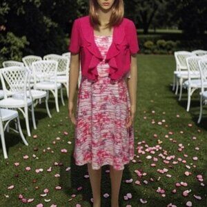 R & M Richards Dress with Bolero Pink Abstract Floral Sunday Best NWT Size 6